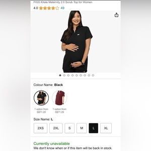 FIGS MATERNITY SCRUB SET~ Size L~